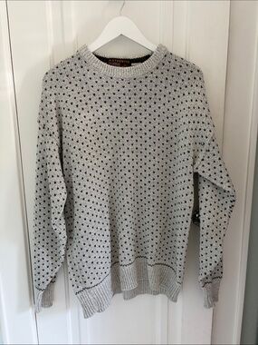 Vintage Gray and Green Dot Cotton Knit Sweater (Size men’s L)